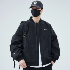 批发新款美式高街工装外套男秋冬休闲棒球服潮牌复古飞行员夹克情侣款
