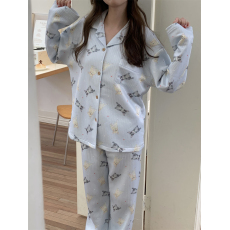 批发实拍 INS韩版秋冬夹棉萌萌狗狗<b class='q'>纯棉</b>西装领<b class='q'>家居服</b>睡衣套装