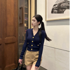 批发定染冰曲纱经典钮扣v领薄针织开衫女2025秋新款轻薄长袖上衣