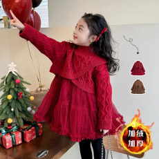 批发原版质量毛衣、连衣裙 冬装2025新款儿童新年衣服洋气套装裙子