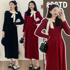 批发现货实拍大码孕妇装网红针织孕妇连衣裙加厚孕妇打底裙