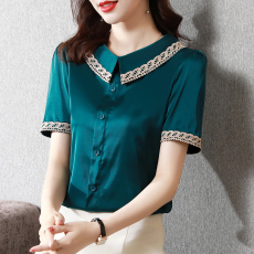 批发实拍 法式小众短袖<b class='q'>雪纺衫女</b>2026夏季新款上衣<b class='q'>娃娃领</b>衬衫时尚小衫