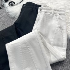 批发190高个子男裤美式高街vibe白色弯刀微喇牛仔裤加长潮牌痞帅宽松