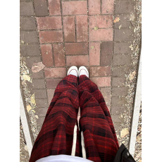 批发薄款，加绒复古格子阔腿裤女春秋新款学生韩版宽松直筒<b class='q'>休闲</b>裤