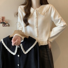 批发大码女装2025秋<b class='q'>冬</b>新款法式宽松衬衫外套胖mm显瘦短款娃娃领上衣