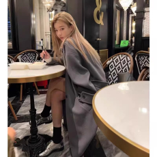 批发赫本风西装式呢子灰色大衣女秋冬高级感超好看韩系中<b class='q'>长款</b>毛呢外套