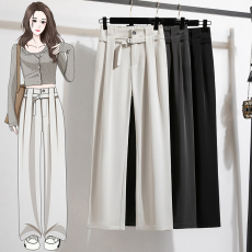 批发实拍高级感灰色西装裤女春<b class='q'>秋</b>垂感裤子大码小个子直筒裤窄版阔腿裤