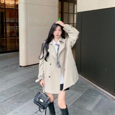 批发实拍实从~小个子风衣女<b class='q'>春</b>秋新款韩系高级感英伦风中长款大衣外套