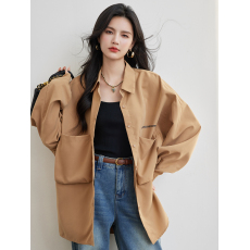 批发实拍◆有◆2026春款宽松复古慵懒工装遮肉洋气<b class='q'>长袖</b><b class='q'>外套</b>上衣