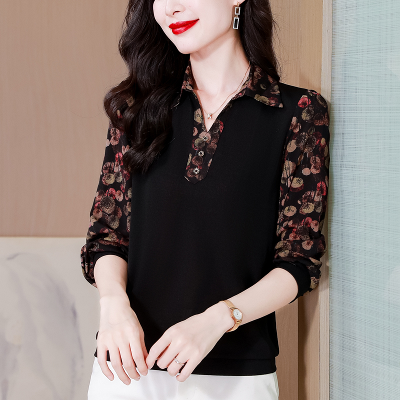 꽃무늬 긴팔 셔츠 여성 봄 드레스 2026 새로운 외국 가스 작은 셔츠 연령 감소 페이크 레이어드 여성 셔츠