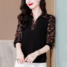 批发碎花长袖衬衫女士春装2026新款洋气小衫减龄假两件女上衣