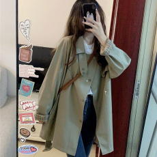 批发原版韩系高级感穿搭风衣短外套女春秋新款秋赫本风宽松上衣外套潮