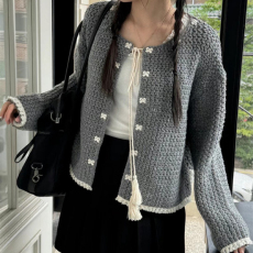 批发<b class='q'>韩国</b>东大门秋季蝴蝶结系带休闲慵懒风针织开衫毛衣外套