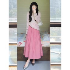 批发高级感穿搭<b class='q'>秋</b>装搭配一整套大码胖mm针织上衣百褶半身裙两件套装裙