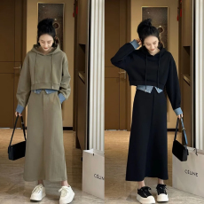 批发大码女装<b class='q'>秋</b>季卫衣套装洋气减龄胖mm200斤显瘦半身裙时尚两件套