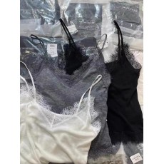 批发<b class='q'>品牌</b>专柜<b class='q'>折扣</b>商场撤回外贸女装清仓百搭天丝羊毛睫毛蕾丝吊带背心