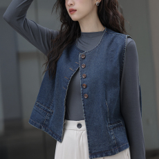批发实拍2026秋季新款<b class='q'>牛仔</b><b class='q'>马甲</b>韩系洋气叠穿时尚<b class='q'>背心</b>外套