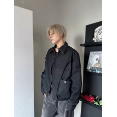 批发网图 黑色宽松开衫外套男士春秋季美式复古飞行员夹克痞帅上衣