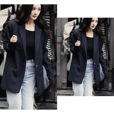批发<b class='q'>杨幂</b><b class='q'>同款</b>黑色气质v领西装外套女高级感宽松显瘦幂式穿搭西服上衣