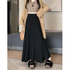 批发实拍实价2025冬季新款加厚长款针织<b class='q'>百褶</b>半身裙女A字显廋大摆伞裙