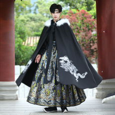 批发原创帅气龙纹斗篷男装暗黑披风中国风加绒外套万圣节<b class='q'>演出</b>汉服战袍