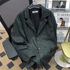 批发春<b class='q'>秋</b>日系复古细格纹西服外套商务休闲轻熟风气质夹克男