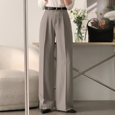 批发尺寸已更新 简约小众通勤百搭高腰显瘦双口袋垂感直筒<b class='q'>休闲裤</b>西裤