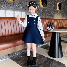 批发女童毛衣裙<b class='q'>春</b>秋装2024新款网红洋气学院风公主裙儿童针织连衣裙子