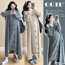 批发实拍~2024秋<b class='q'>冬</b>新款韩版时尚减龄气质显瘦吊带裙+外套套装