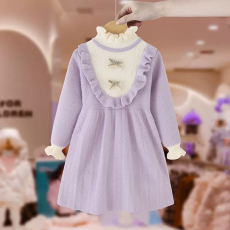 批发女童针织连衣裙秋冬款新款洋气秋季小女孩韩版公主裙子毛衣裙秋装