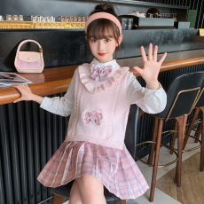 批发女童毛衣<b class='q'>马甲</b>秋装新款网红<b class='q'>儿童</b>针织衫JK<b class='q'>背心</b>小女孩学院风毛衫童装