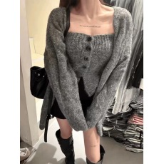 批发2025秋冬新品抹胸排扣<b class='q'>打底衫</b>外搭毛衣外套两件套慵懒风毛衫上衣