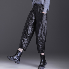 批发实拍羽绒休闲棉裤九分裤女2024冬季款时尚洋气高腰加厚防寒保暖裤