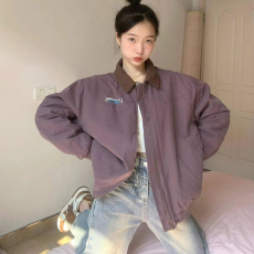 批发日系复古外套女春秋季今年新款短款宽松休闲学院风翻领<b class='q'>男</b>女款夹克