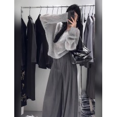 批发气质淑女高级感百搭女上衣长裤学院风小个子秋装丁达尔穿搭