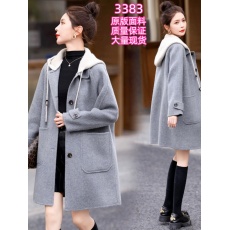 批发2025秋冬小个子休闲连帽<b class='q'>双面</b><b class='q'>羊绒</b><b class='q'>大衣</b>女中长款韩系高级感毛呢外套