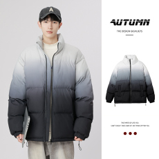 批发实拍冬季新款潮牌渐变色棉衣男宽松百搭<b class='q'>基础</b>款简约男女款保暖棉服