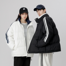 批发实拍2024冬季款潮牌三条杆棉衣宽松百搭<b class='q'>基础</b>款简约保暖男女款棉服