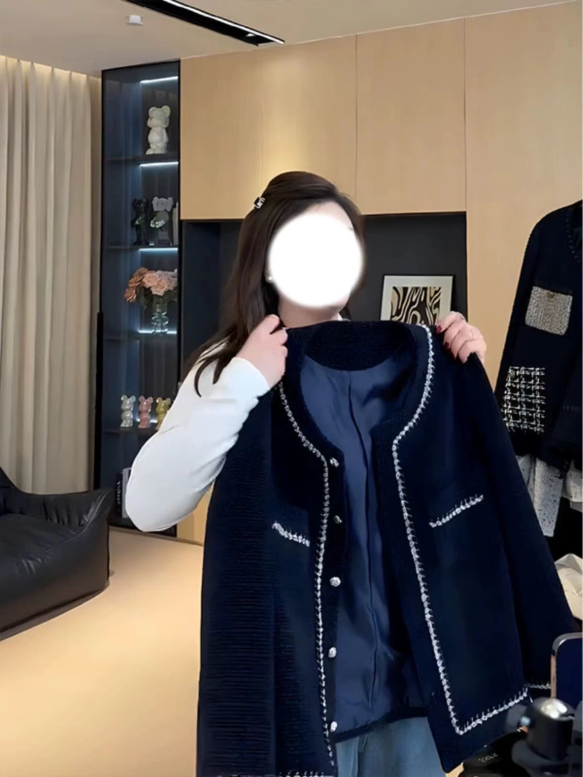 빅 사이즈 이른 가을 새로운 작은 샤넬 스타일 여성 코트 프랑스식 품격 고급 센스 배색 슈퍼 잘 생긴 긴팔 오픈 가디건 맨위