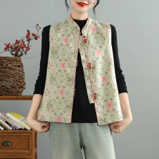 批发实拍 新款新中式国风复古宝相花刺绣提花<b class='q'>马甲</b>坎肩背心