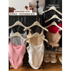 批发实拍实价 褶皱修身德绒保暖小<b class='q'>吊带</b>带胸垫纯欲风外穿内搭背心