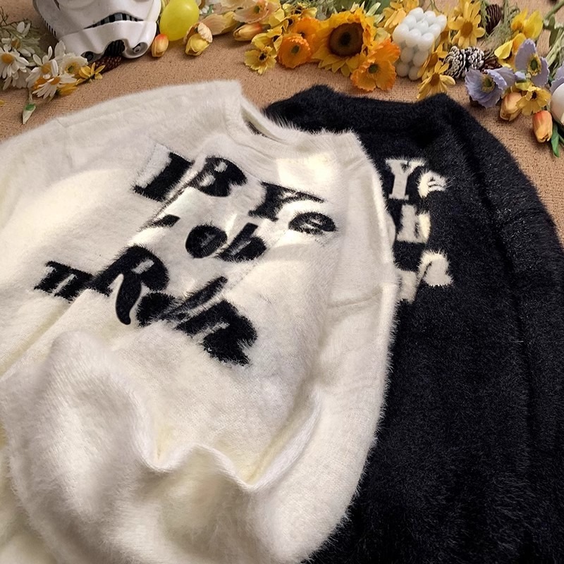 马海毛毛衣男冬季加厚慵懒风软糯针织衫秋冬款宽松高级感潮牌外套