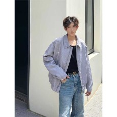 批发外套男春秋季2024新款设计感小众痞帅美式高街宽松休闲飞行员夹克