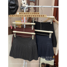 批发实拍实价  小个子波点百褶裙半身裙韩系甜辣高腰显瘦防走光百褶裙