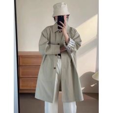 批发风衣外套女2025<b class='q'>秋</b>冬新款拼接高级感日系工装简约小个子中长款大衣