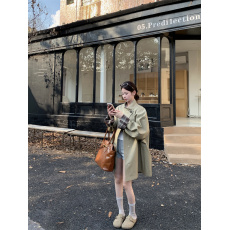 批发实拍~高级感撞色<b class='q'>风</b>衣外套廓形显瘦宽松<b class='q'>英伦</b><b class='q'>风</b>大衣