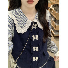 批发实拍实价~<b class='q'>森女</b>复古马甲长袖<b class='q'>衬衫</b>三件套显瘦半身裙女甜美连衣裙