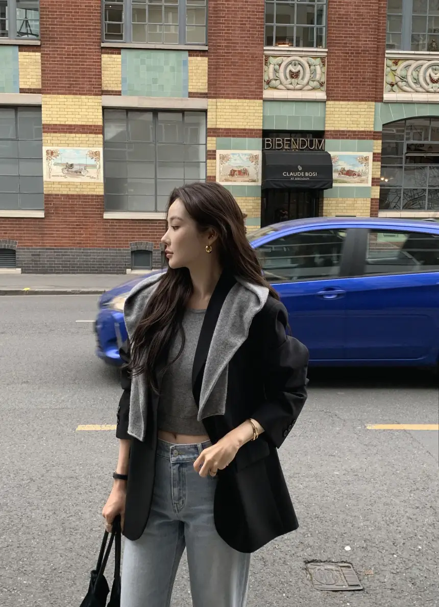 2024 가을 레트로 무소매 블라우스+니트 조합 세트 상세 이미지 15