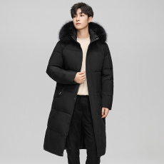 批发冬季高品质白鸭绒新款男装<b class='q'>韩</b>版保暖时尚百搭防寒连帽羽绒外套