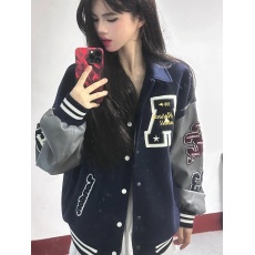 批发美式复古棒球服男女<b class='q'>春</b>秋潮牌刺绣国潮高街hiphop夹克外套